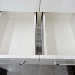 【恵庭】ニトリ　洋服タンス　FKY-34　観音開き　3段　引き出し　クローゼット　ピアノホワイトコーティング加工　幅約80㎝　中古品　PayPay支払いOK！の画像