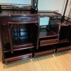 水屋箪笥 透かし彫り アンティーク 飾り棚 伝統工芸 茶箪笥