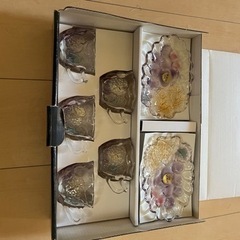 虹色ガラス　カップ&ソーサー　5客の画像