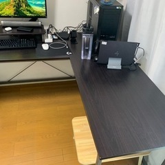 0円　[山善] デスク 幅160×奥行160×高さ76cm L字...