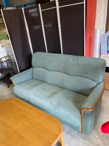 人気の高級家具!! 浜本工芸 3人掛けソファ 布製 木製フレーム