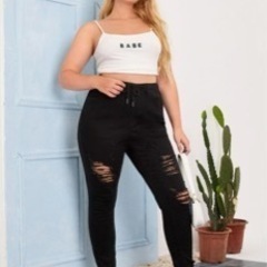 【SHEIN】ダメージジーンズ　大きいサイズ