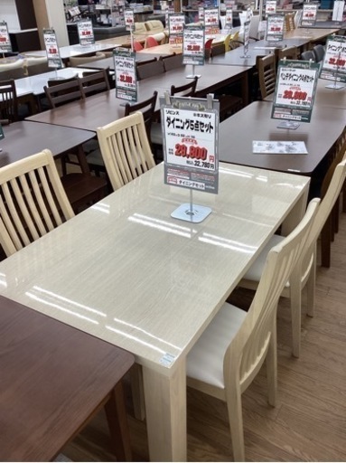 KG-109【新入荷　リサイクル品】リビンズ　ダイニング5点セット　ナチュラル