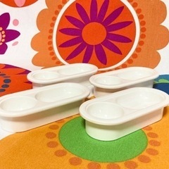 【値下】mellina メリーナ エッグスタンド 白 メラミン樹脂 4個セット 中古品 の画像