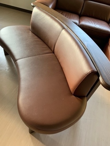 【再値下げ】天然杉本革長椅子