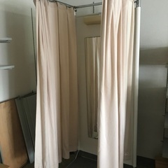 フィッティングルーム　試着室　鏡　白　ホワイト　キャスター付き　...