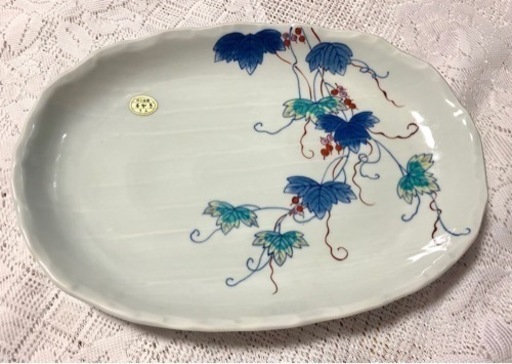魯山窯　色鍋島　手書き皿　大皿　作家