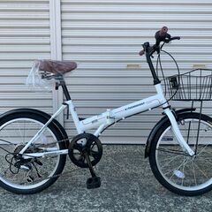新品☆未使用 折りたたみ自転車 20インチ シマノ製6段ギア ホワイト