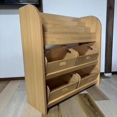美品★ベルメゾン おもちゃ＆絵本ラック ナチュラル 80の画像