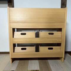 美品★ベルメゾン おもちゃ＆絵本ラック ナチュラル 80の画像
