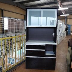 ニトリ　アルミナ２　１００ＫＢ　２枚スライド扉キッチンボード　こげ茶　【愛品倶楽部柏店】の画像