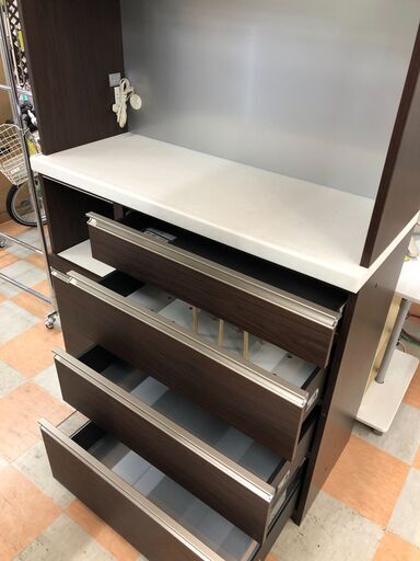 丸仙工業 レンジボード ブラウン 114 ルッソ W(幅)114.5×H(高さ)209×D(奥行き) 45cm ※クリーニング済み