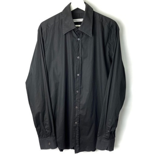 DOLCE&GABBANA ドルチェ&ガッバーナ ドルガバ 長袖 シャツ ブラック 黒 L イタリア製 希少 正規品 古着 カジュアル ドレス ビジネス パーティー フォーマル 結婚式 冠婚葬祭