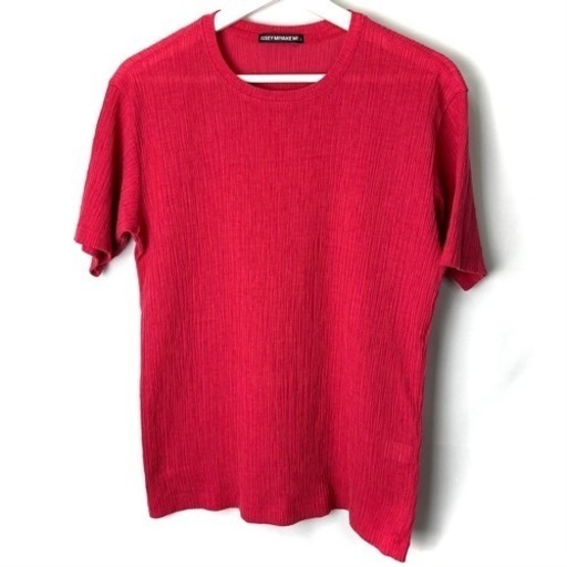 ISSEY MIYAKE イッセイミヤケ プリーツ 半袖 Tシャツ レッド 赤 M 希少 名品 正規品 古着 カジュアル mixscu