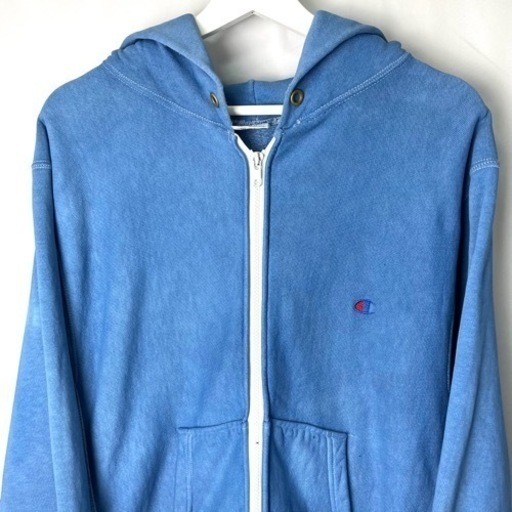 Champion チャンピオン ジップ パーカー 水色 M アメリカ製 ヴィンテージ ビンテージ 希少 正規品 古着 カジュアル スポーツ ウェア