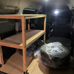 軽バン　DIY 木製　物置き