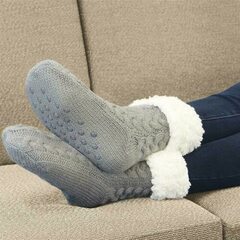 足の冷たさを解消！ Huggle スリッパソックス グレー 滑りにくいシリコングリップ付の画像