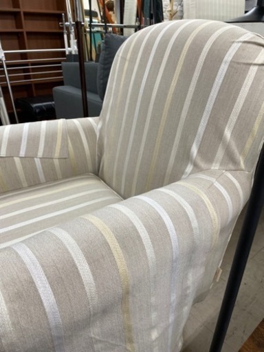 ★405 LAURA ASHLEY ローラ・アシュレイ 1人掛けソファー ファブリック ストライプ 【リサイクルマート鹿児島宇宿店】