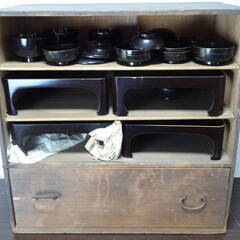 ☆★ 旧家より 時代 天保5年 木製 漆器 御膳 御椀 台 膳碗茶具 茶懐石膳 本膳料理 会席 角盆 足付 天然木 まとめての画像