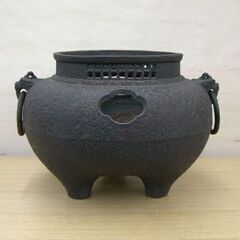 骨董 茶道具 風炉 鐶付 鬼面風炉 仕付鐶 乳足 切合 台子風炉 鉄製 アンティーク レトロ 札幌 手稲の画像