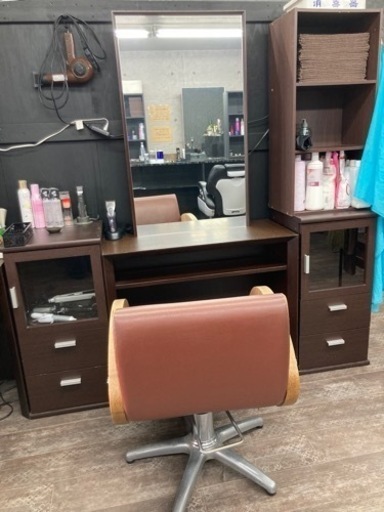 美容　鏡台　イス　セット