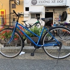 ??ママチャリ　青　２７インチ　カギ　付き