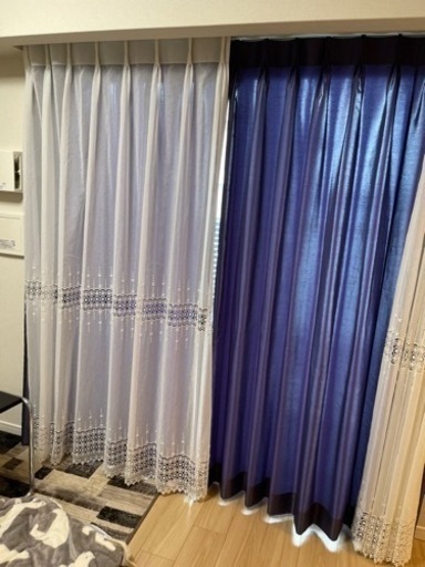hisaさま用【フルオーダーカーテン】2360×1900！裾のスカラップと光沢感と高級感！より上品に繊細な刺繍デザインが美しいトルコレースカーテン両開き