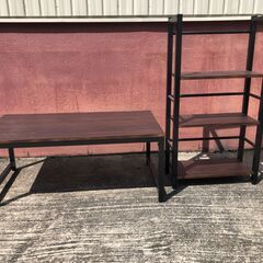 ローテーブル・3段シェルフ 2点セット J07086