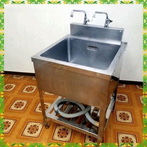 【岐阜市 引取り大歓迎/近隣配達可！】 業務用 ステンレス １層シンク流し台 蛇口2個付き 600×600×800(920) 店舗 飲食店 厨房 キッチン