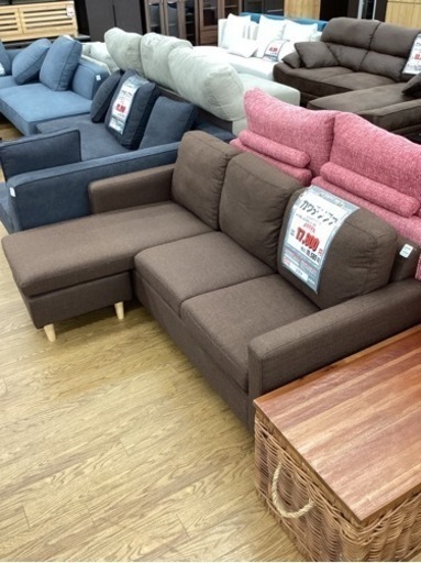 KG-117【新入荷　リサイクル品】カウチソファ　ブラウン