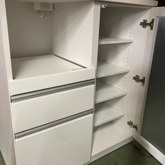 ○ ニトリ、キッチンキャビネット、白、キッチン収納