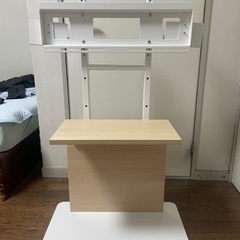 サンワダイレクト 壁寄せ テレビスタンド 32型~55型 3段階高さ調整 薄い木目 100-PL019LMの画像
