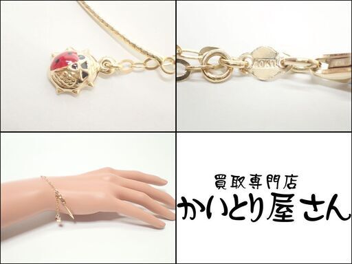 E579 ブレスレット てんとう虫 チャーム 10K 2.5g