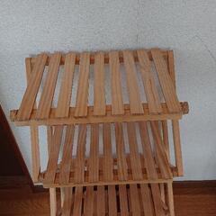 【再値下げしました】コーナンラック４段　木製　折りたたみ棚
