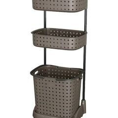 【新品】ランドリーラック　3段　ブラウン