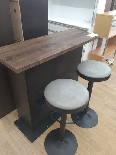 関家具 カウンターテーブル ブラウン　ブラック H105×W115×D43 クリーニング済み KJ759