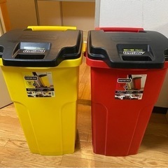 ★リス★キャスターペール90 2輪 イエロー★レッドゴミ箱