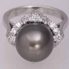 PT南洋パールブラックリング Pt 南洋パールリング