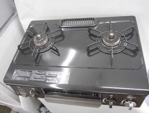 プロパンガステーブル 2021年製 水無し片面焼き 56cm 左強火 パロマ IC-S37BM-L ガステ ガス台 黒/ブラウン LP