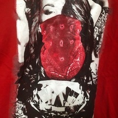 ★女性 バンダナ ダイヤ 柄のロックなプリント Tシャツ ★の画像