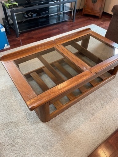 アメリカ製オーク伸縮コーヒーテーブル