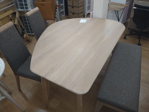 シギヤマ家具 ダイニングセット4人用 薄茶色 H70×W158×D108 クリーニング済み KJ767