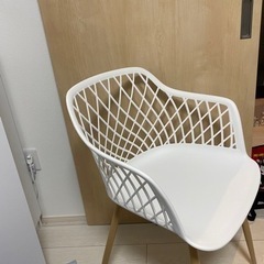 2つ出品 未使用同等品 白 ホワイト チェア 椅子 腰掛 ガーデンチェア アームチェア 肘掛け ダイニングチェア カラフル 軽量 インテリア ナチュラルインテリア メッシュデザイン スチール脚 野外 屋外 ガーデンファニチャーの画像