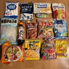 チャルメラみそ5食、おつまみ炭火焼鳥、めんつゆ合計14点