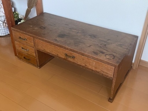 アンティーク 木製片袖文机