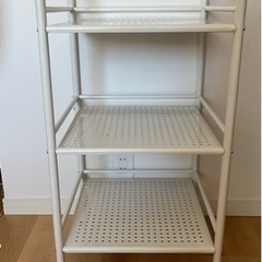 スチール製3段ラック オフホワイト キャスター付き
