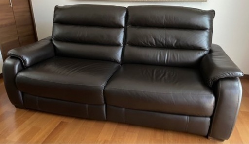 美品！3人用両電動本革リクライニングソファ(スタンダードタイプ NB DBR)