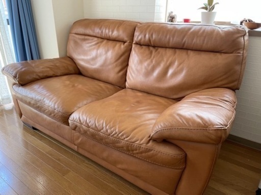 革ソファ　ブラウン