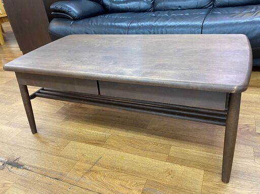 R067 一生紀 天然木 コーヒーテーブル、幅101cm 美品
