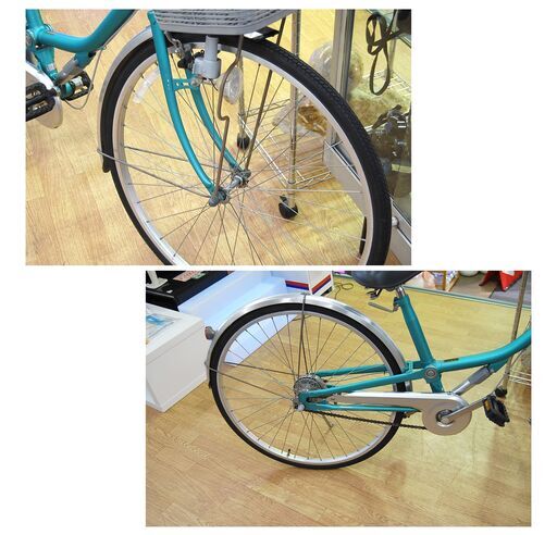 自転車 27インチ グリーン BRIDGESTONE 3段切替 シティサイクル